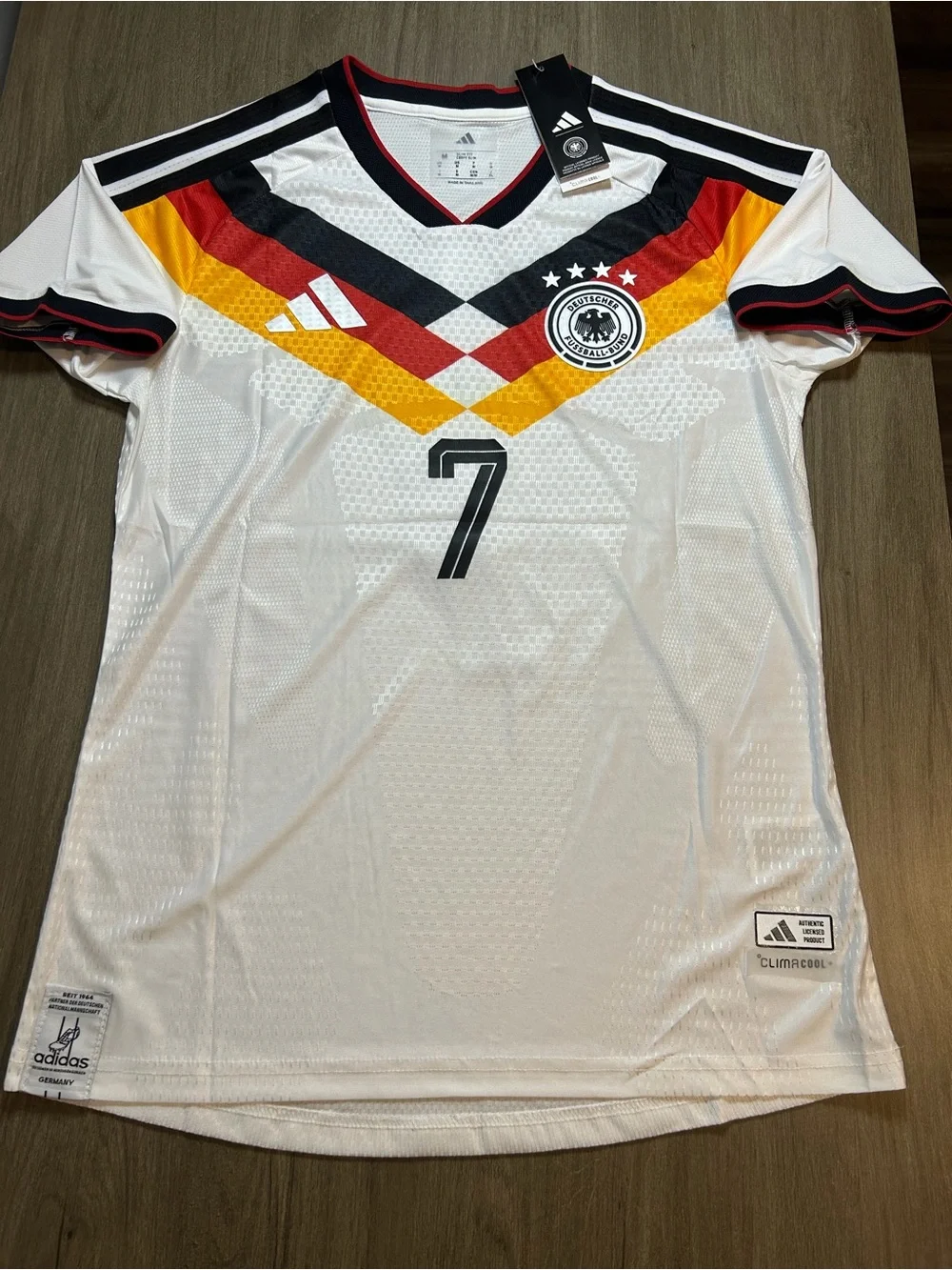 adidas Germany Havertz #7 White Soccer Jersey with Black, Red, Yellow Accents